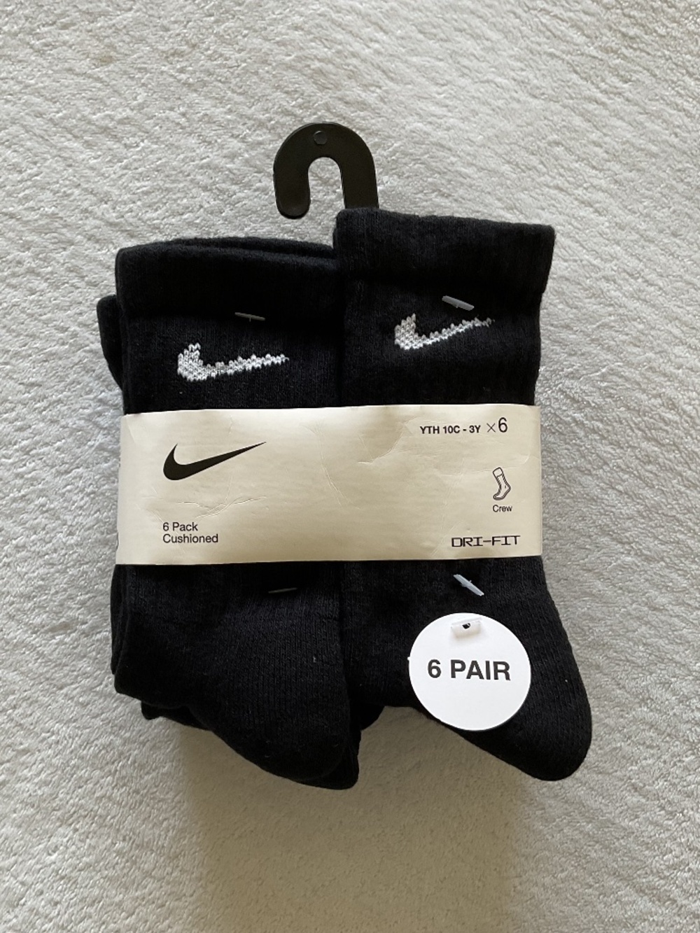 Nike Performance Basics Kids' Dri-FIT Crew Socks (6 Pairs) NWT